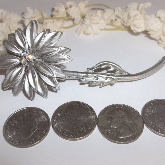VINTAGE Brooch, Vintage Flower Brooch, Silver Flower Brooch, Brooch, Brooch 7744 - Picture 5 of 10
